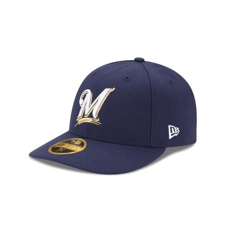 MLB Milwaukee Brewers Authentic Collection Low Profile 59Fifty Fitted (UIB7825) - Blue New Era Caps